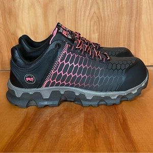 Womens 7 Timberland Pro Powertrain Sport Alloy Toe Athletic Shoes Black SEF1589